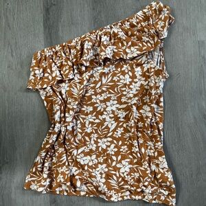 women’s size small orange/brown Old Navy one shoulder blouse.